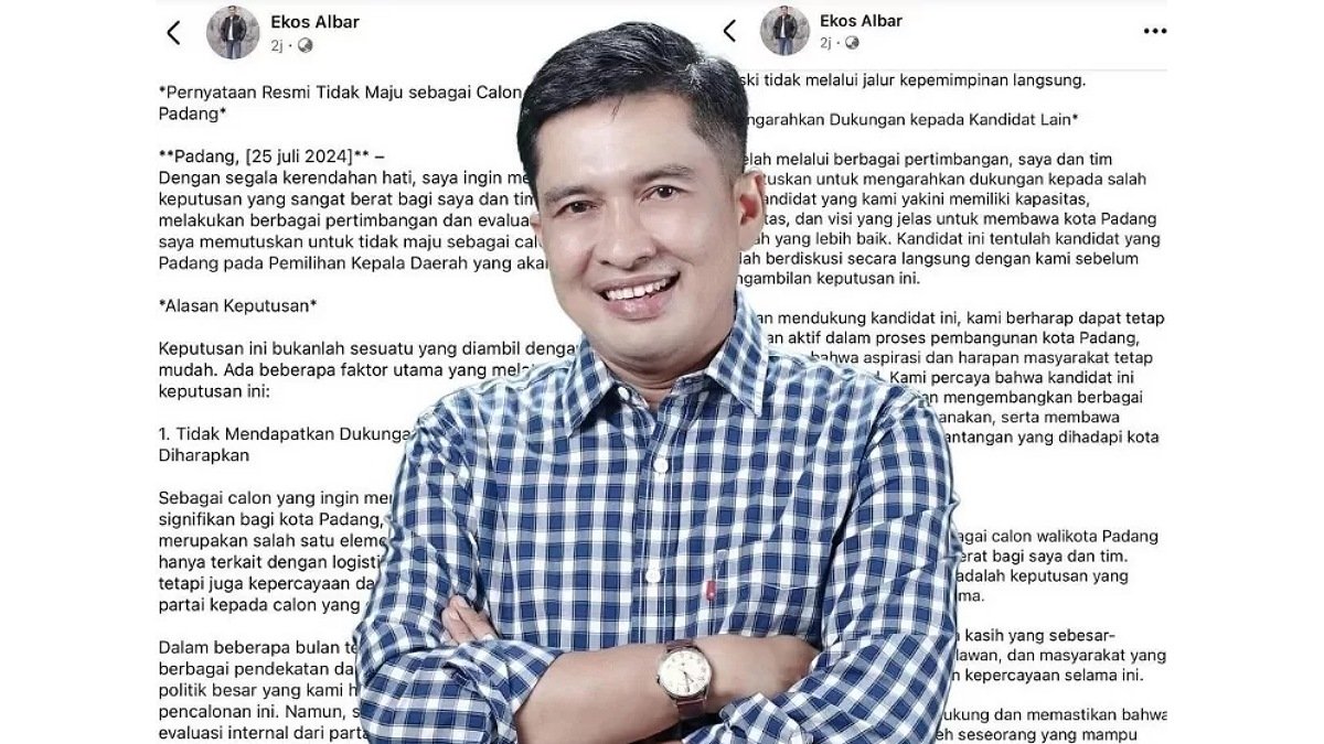 Ekos Albar Memutuskan Tidak Maju di Pilkada Padang 2024